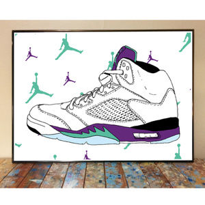 11x17 AIR JORDAN 5 GRAPE SNEAKER ART PRINT